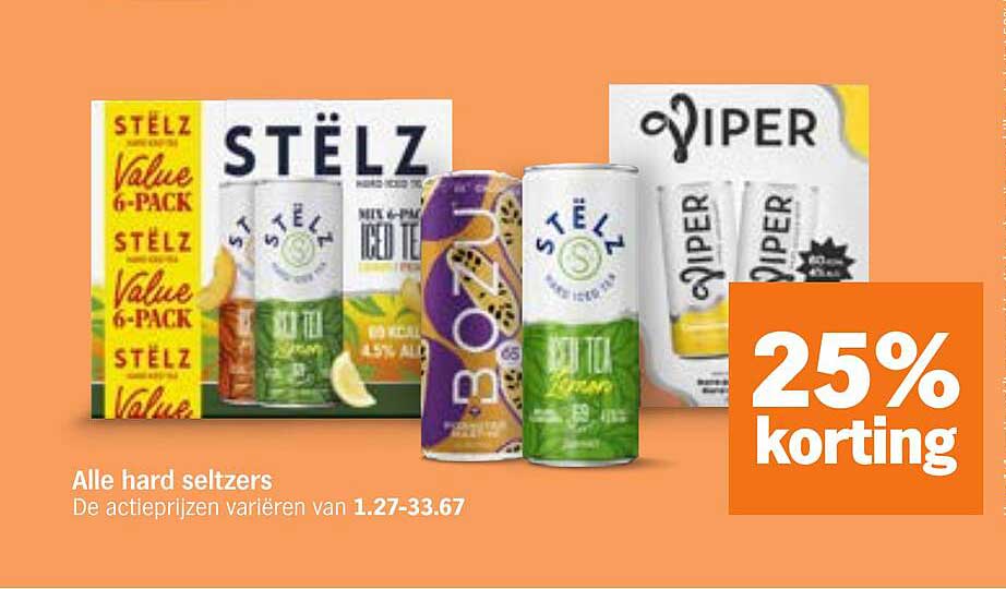 Alle hard seltzers 25% korting