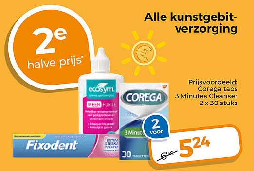 Alle kunstgebit-verzorging 2e halve prijs