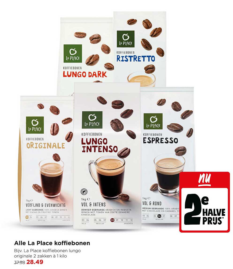 Alle La Place koffiebonen 2e halve prijs