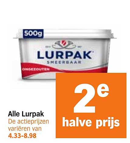 Alle Lurpak 2e halve prijs