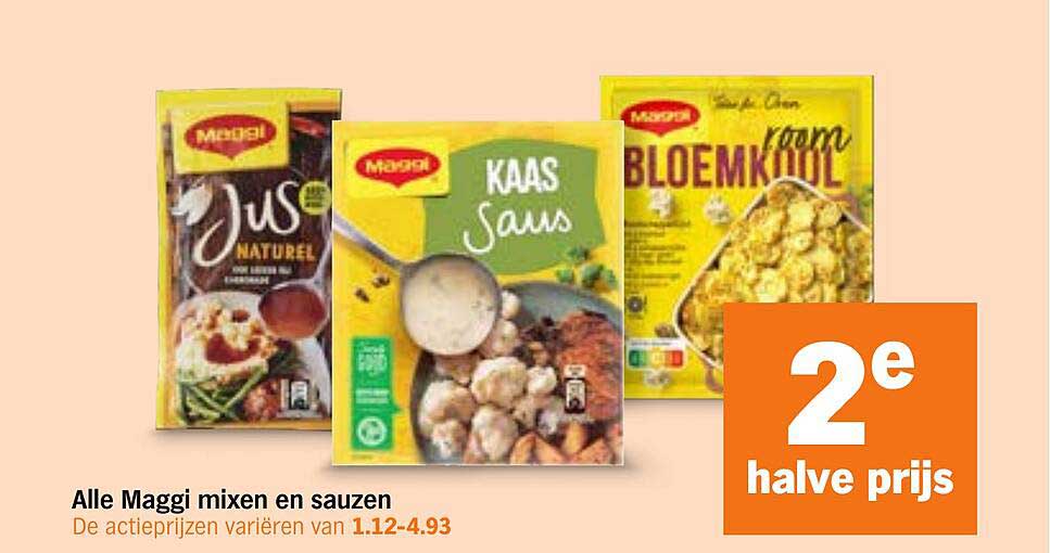 Alle Maggi mixen en sauzen 2e halve prijs