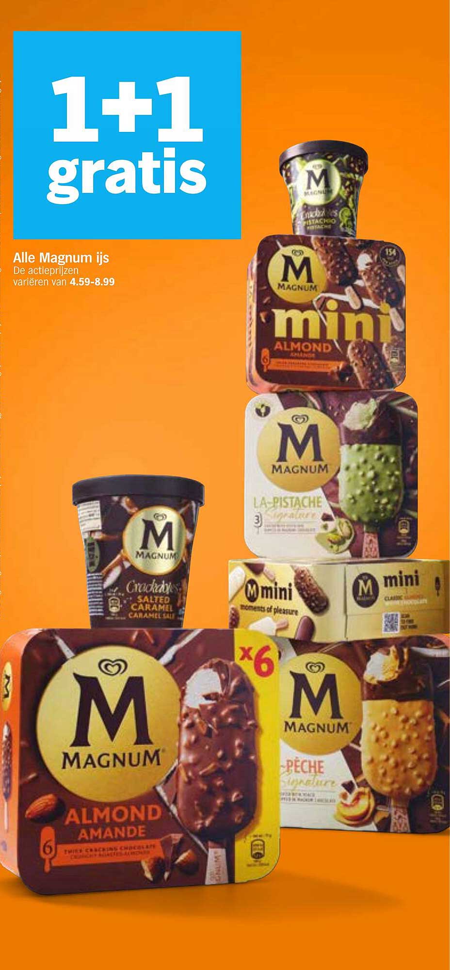 Alle Magnum ijs 1+1 gratis