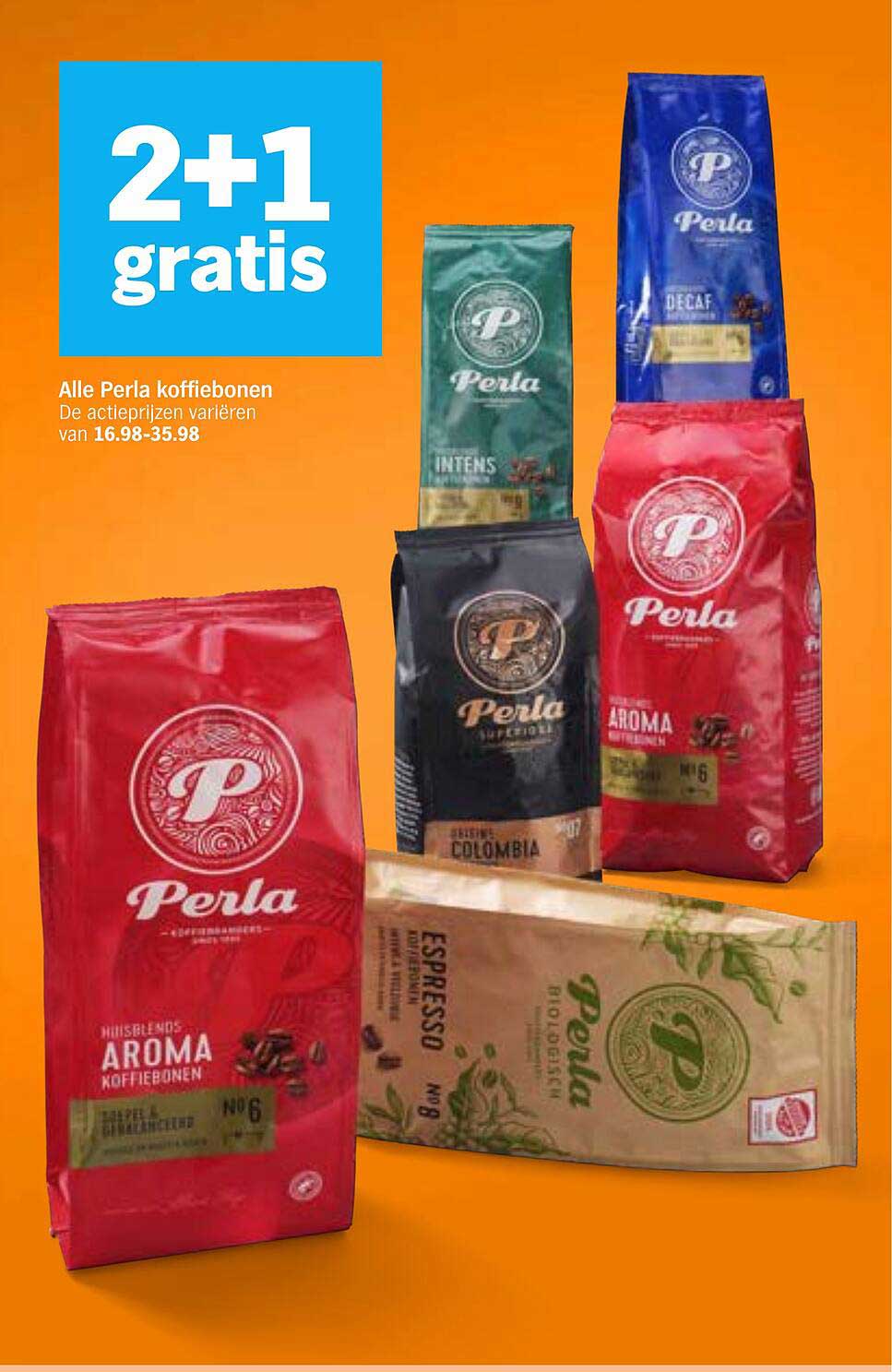 Alle Perla koffiebonen 2+1 gratis