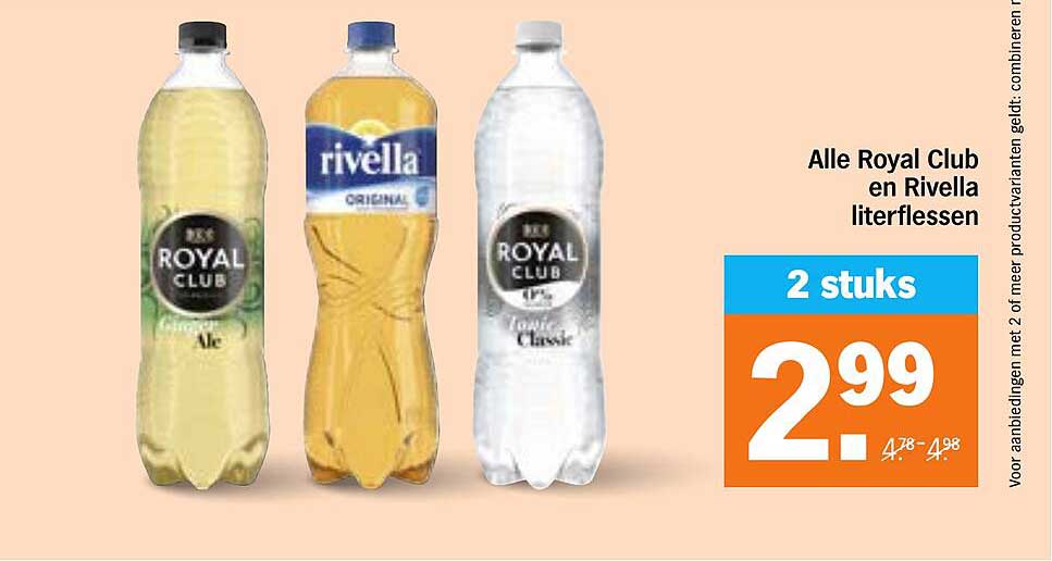 Alle Royal Club en Rivella literflessen 2 stuks