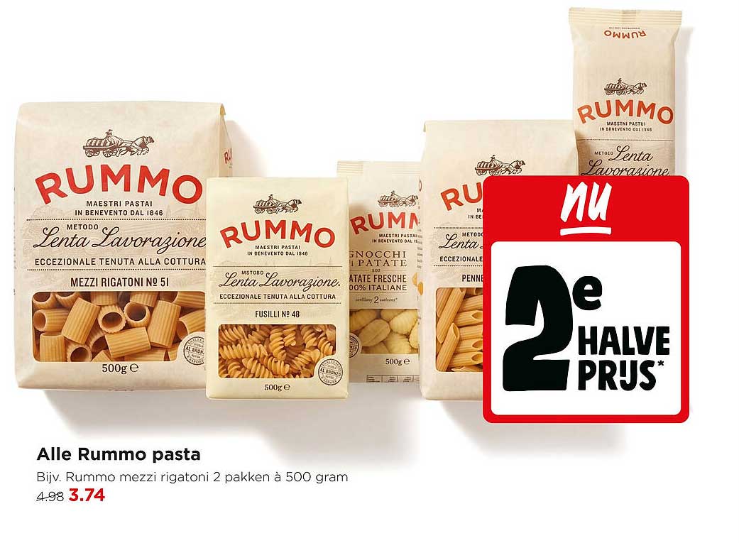 Alle Rummo pasta 2e halve prijs