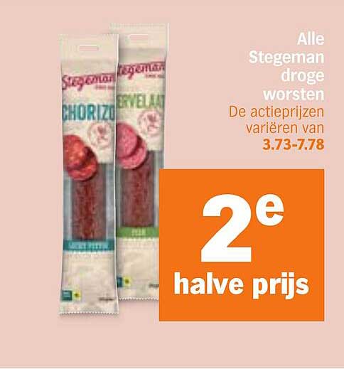 Alle Stegeman droge worsten 2e halve prijs