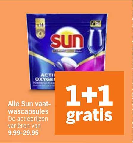 Alle Sun vaatwascapsules 1+1 gratis