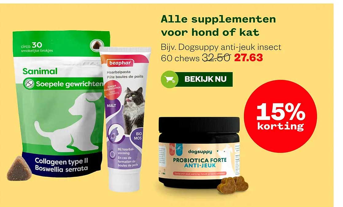 Alle supplementen voor hond of kat