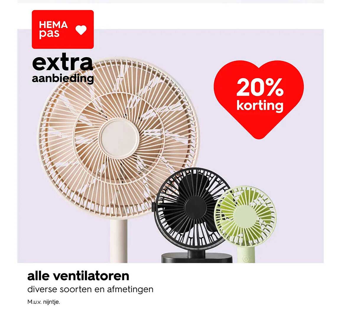 alle ventilatoren - 20% korting