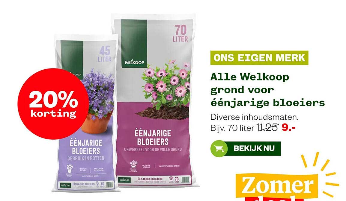 Alle Welkoop grond voor éénjarige bloeiers