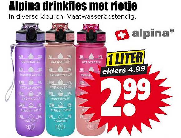 Alpina drinkfles met rietje
