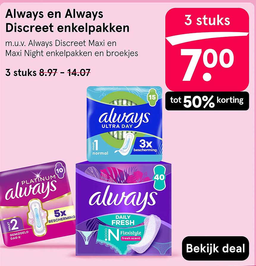 Always en Always Discreet enkelpakken