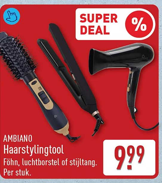 AMBIANO Hairstylingtool Föhn, luchtborstel of stijltang. Per stuk.
