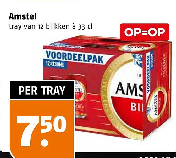 Amstel tray van 12 blikken à 33 cl OP=OP