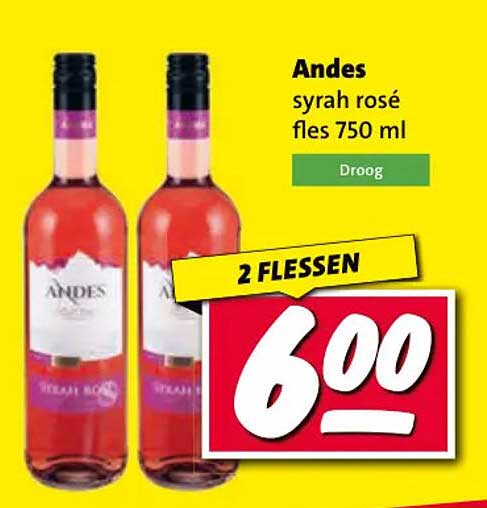 Andes syrah rosé fles 750 ml 2 FLESSEN