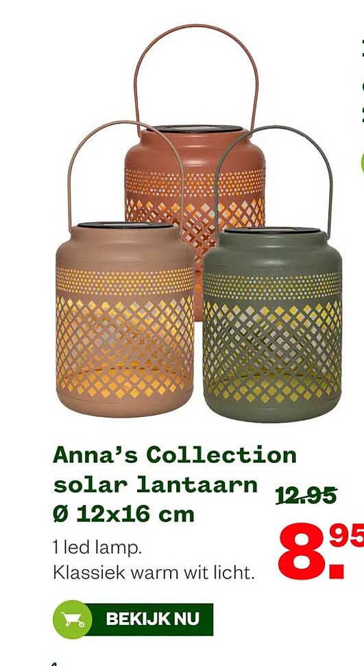 Anna’s Collection solar lantaarn Ø 12x16 cm