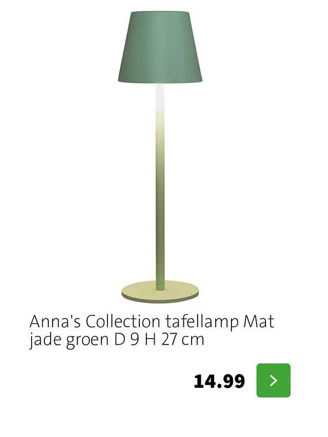 Anna's Collection tafellamp Mat jade groen D 9 H 27 cm