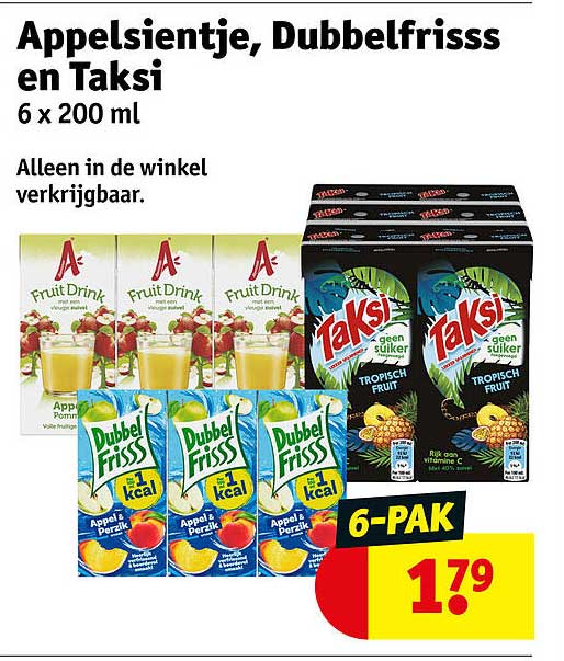 Appelsientje, Dubbelfrisss en Taksi 6 x 200 ml