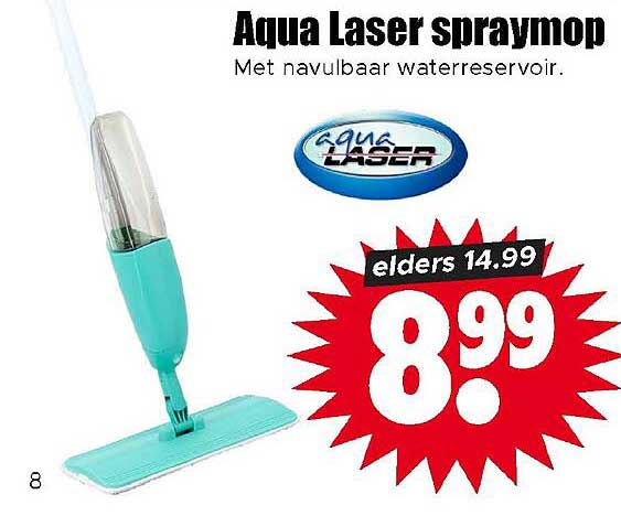 Aqua Laser spraymop Met navulbaar waterreservoir.