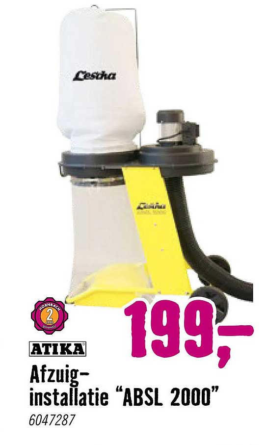 ATIKA Afzuig-installatie “ABSL 2000” 2e halve prijs