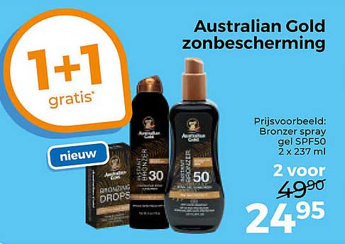 Australian Gold zonbescherming 1+1 gratis