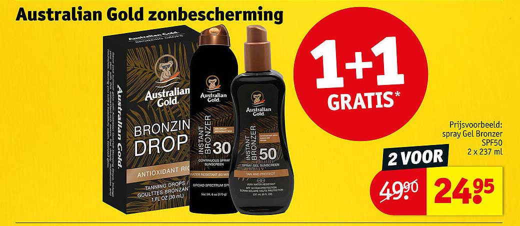 Australian Gold zonbescherming 1+1 GRATIS*
