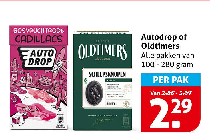 Autodrop of Oldtimers Alle pakken van 100 - 280 gram PER PAK