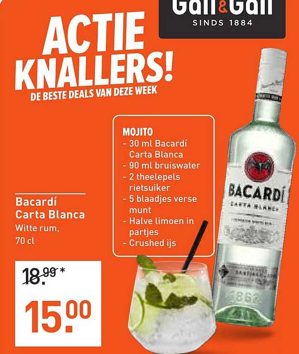 Bacardí Carta Blanca Witte rum, 70 cl