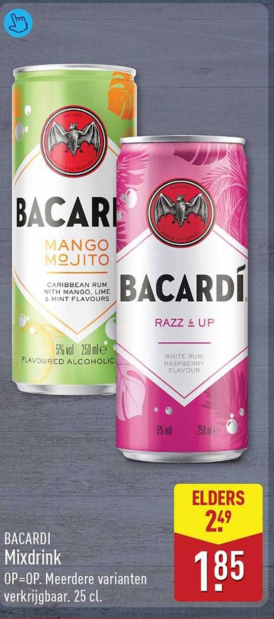 BACARDI Mixdrink OP=OP. Meerdere varianten verkrijgbaar. 25 cl.