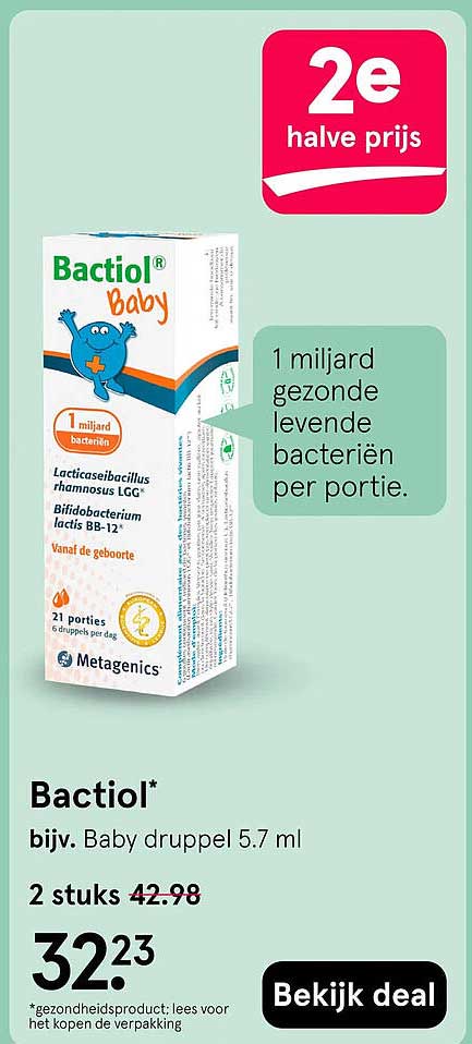 Bactiol bijv. Baby druppel 5.7 ml 2e halve prijs