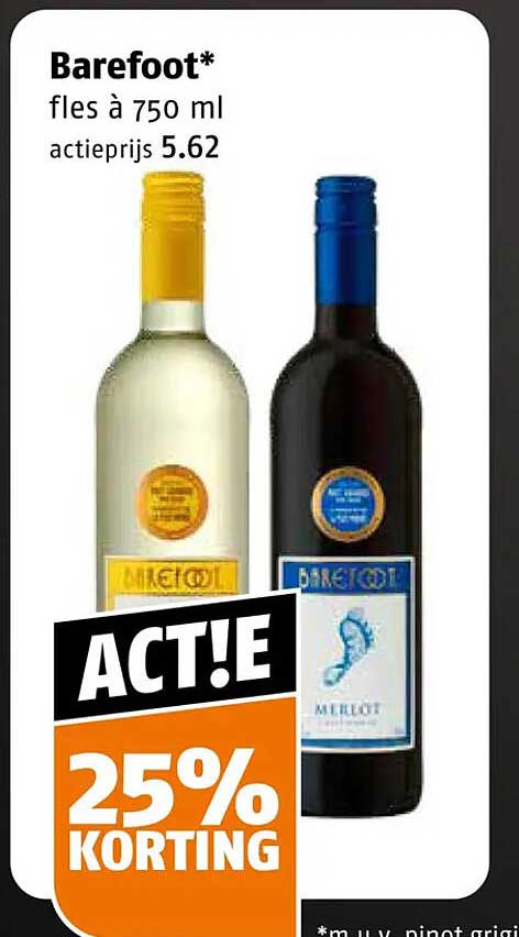 Barefoot* fles à 750 ml actietprijs 5.62 25% KORTING