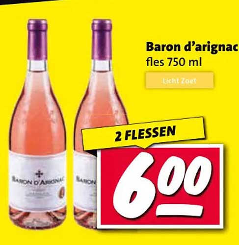 Baron d’arignac fles 750 ml Licht zoet 2 flessen