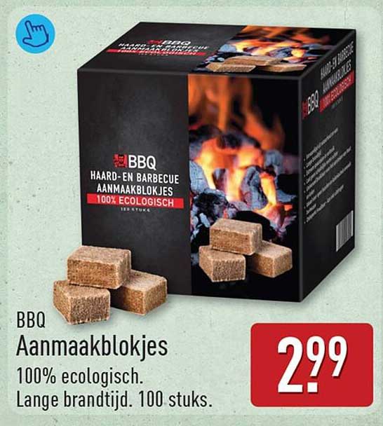 BBQ Aanmaakblokjes 100% ecologisch. Lange brandtijd. 100 stuks.