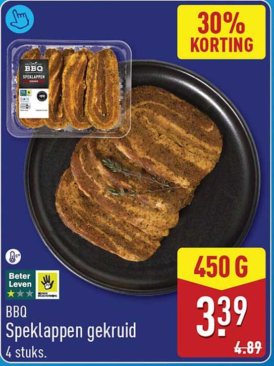 BBQ Speklappen gekruid 4 stuks 30% korting