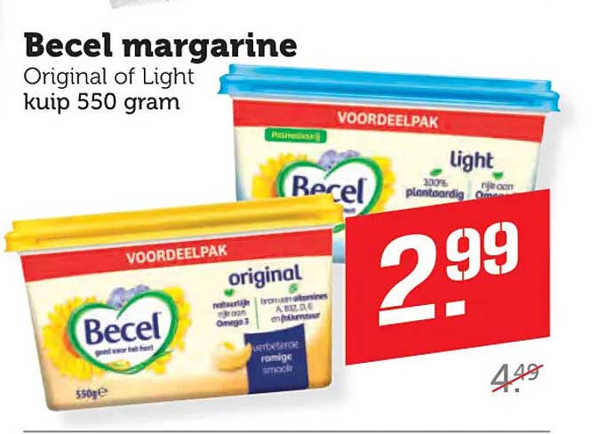Becel margarine Original of Light kuip 550 gram