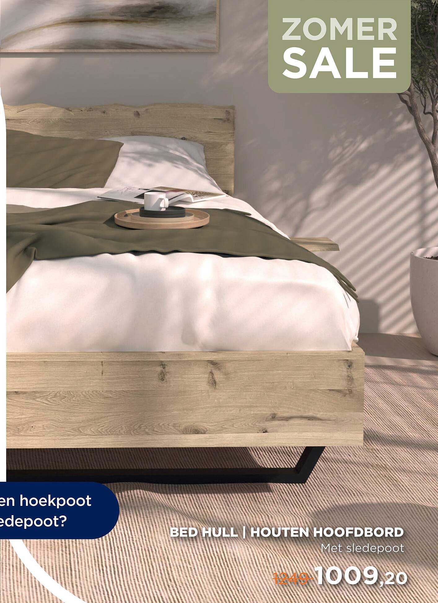 BED HULL | HOUTEN HOOFDBORD Met sledepot