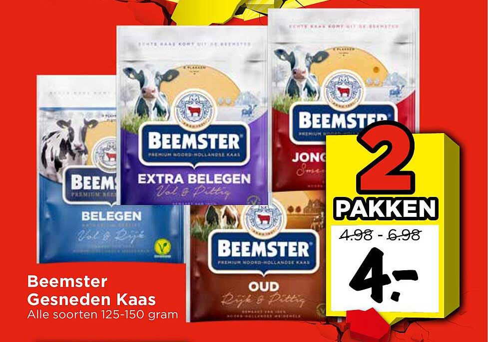 Beemster Gesneden Kaas Alle soorten 125-150 gram 2 pakken