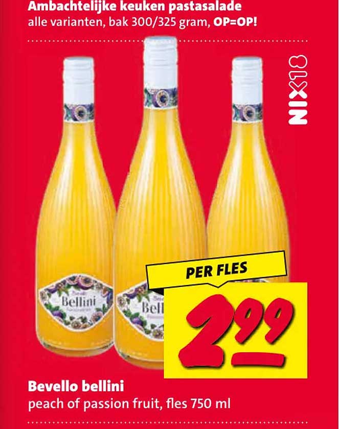 Bevello bellini peach of passion fruit, fles 750 ml