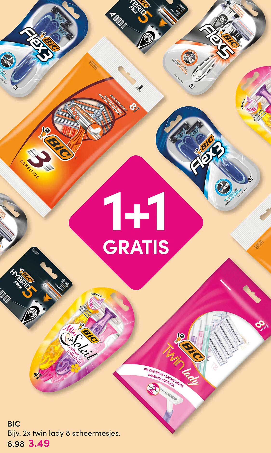 BIC Bijv. 2x twin lady 8 scheermesjes. 1+1 GRATIS