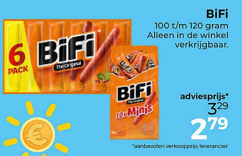 Bifi 100 t/m 120 gram Alleen in de winkel verkrijgbaar.