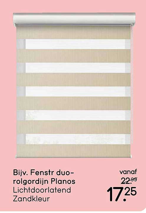 Bijv. Fensr duo-rolgordijn Planos Lichtdoorlatend Zandkleur