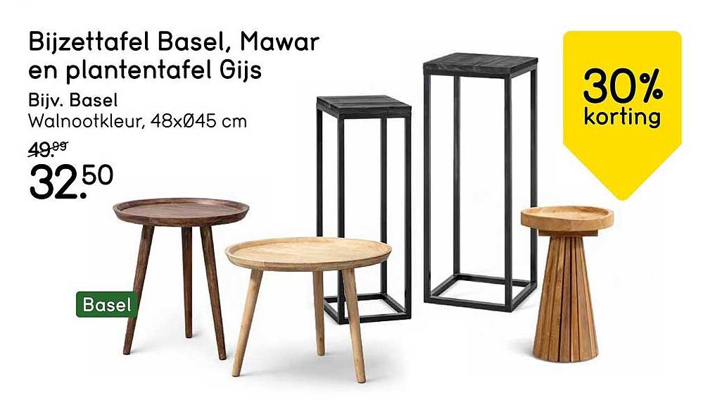Bijzettafel Basel, Mawar en plantentafel Gijs 30% korting