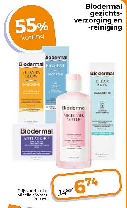 Biodermal gezichtsverzorging en -reiniging 55% korting