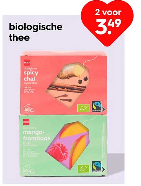 biologische thee 2 voor 3.49