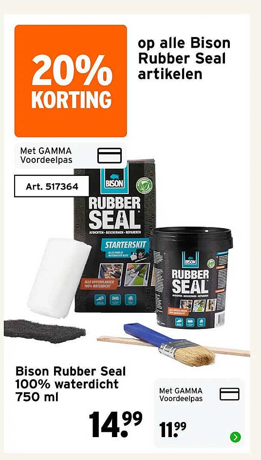 Bison Rubber Seal 100% waterdicht 750 ml 20% KORTING op alle Bison Rubber Seal artikelen