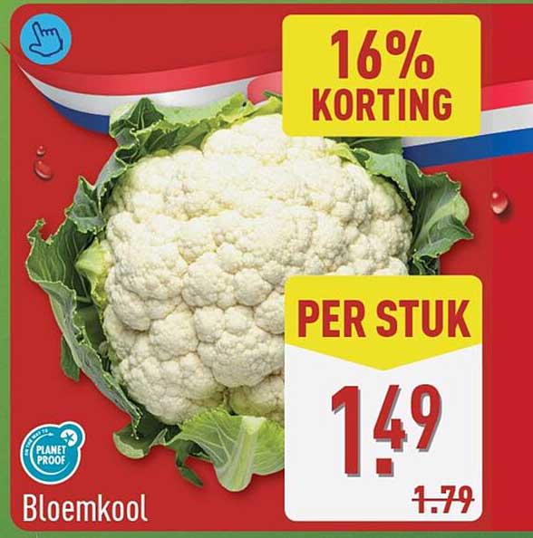 Bloemkool 16% korting per stuk