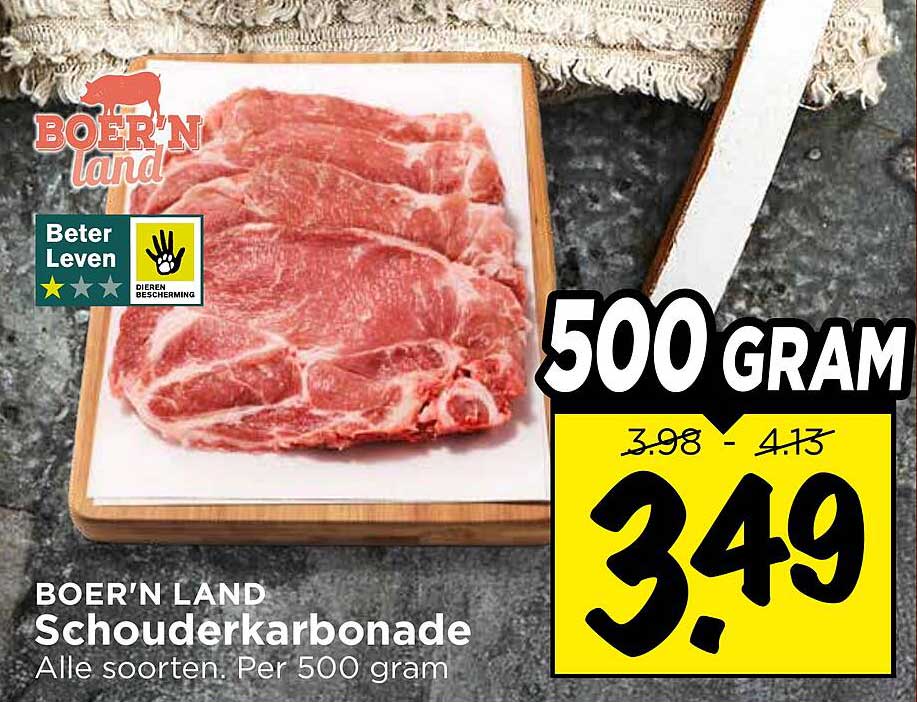 BOER'N LAND Schouderkarbonade Alle soorten. Per 500 gram