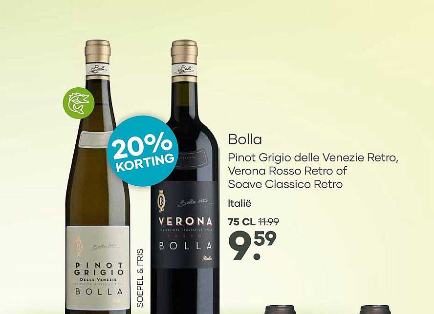 Bolla Pinot Grigio delle Venezie Retro, Verona Rosso Retro of Soave Classico Retro 20% KORTING