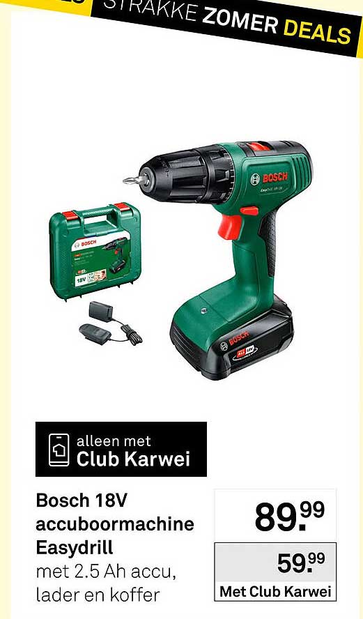 Bosch 18V accuboormachine Easydrill met 2.5 Ah accu, lader en koffer