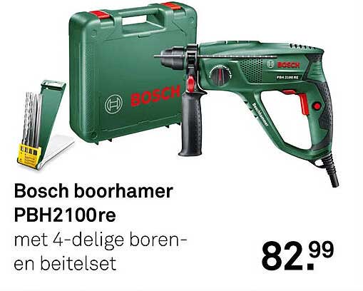 Bosch boorhamer PBH2100re met 4-delige boren- en beitelset